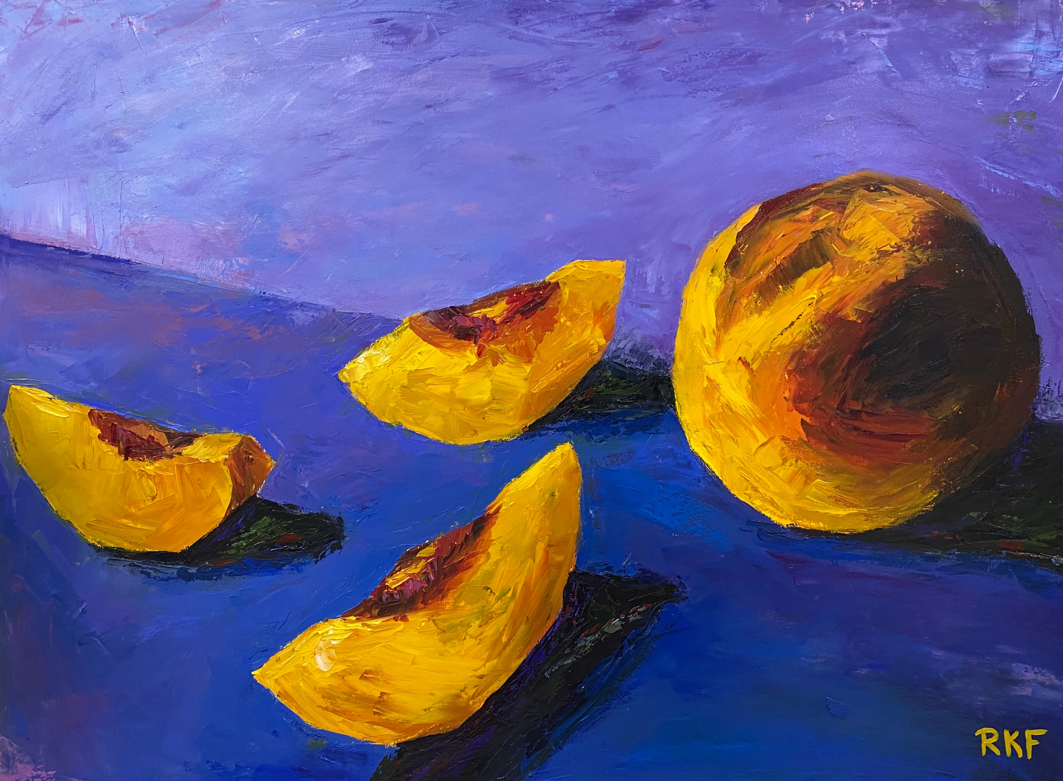 Still life of peaches